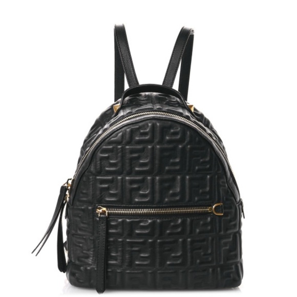 SOLD! Fendi Black Embossed Backpack - Picture 1 of 6
